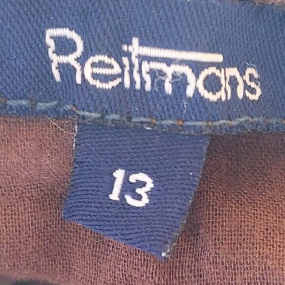 VINTAGE Brown and Turquoise Blue Summer Cotton Dress Size 13 - Picture 6 of 7